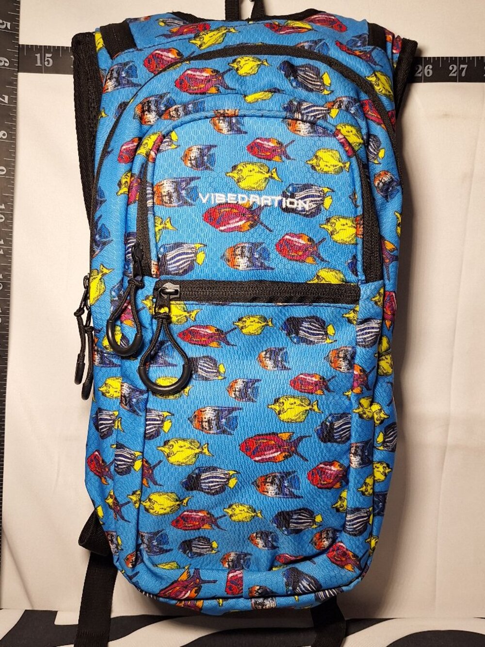 Vibedration Hydration Backpack w/o bladder - Blue with Fish - Used